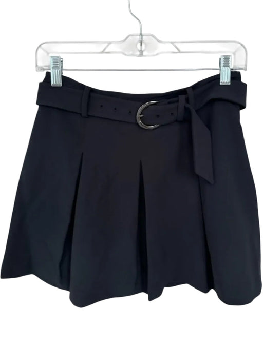 Ramy Brook Size 4 Black Polyester Blend High Waist Belted Pleated Skort Black / 4