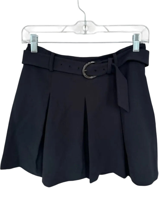 Ramy Brook Size 4 Black Polyester Blend High Waist Belted Pleated Skort Black / 4