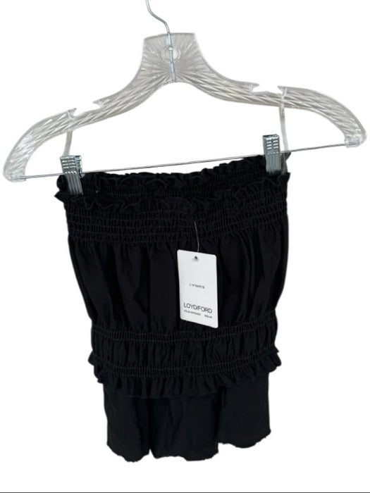 Loyd / Ford Size 1/S Black Cotton Smocked Tube Top High Waist Mini Skirt Set Black / 1/S