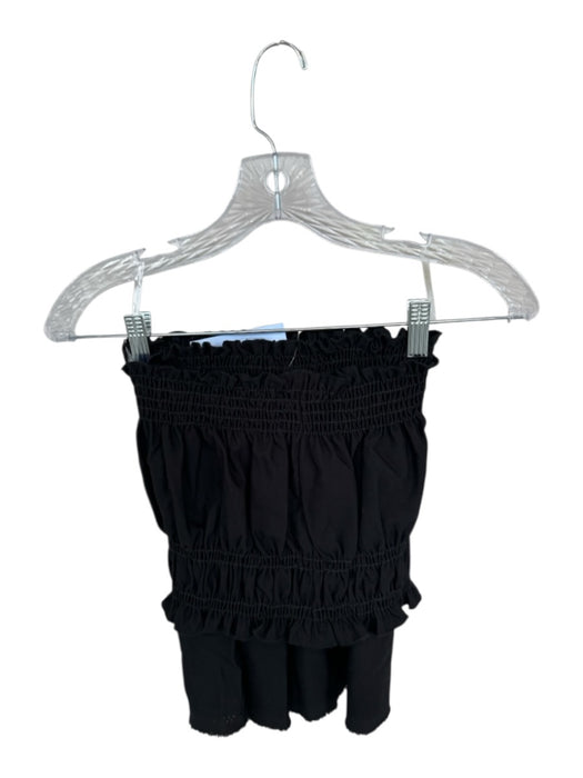 Loyd / Ford Size 0/XS Black Cotton Smocked Tube Top High Waist Mini Skirt Set Black / 0/XS