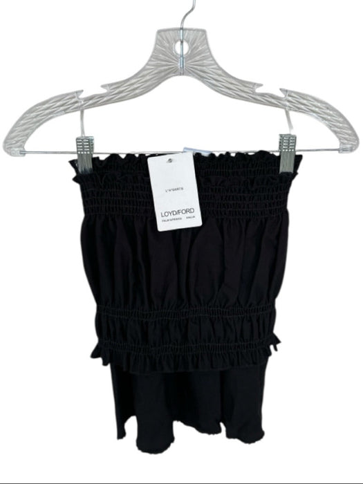 Loyd / Ford Size 0/XS Black Cotton Smocked Tube Top High Waist Mini Skirt Set Black / 0/XS