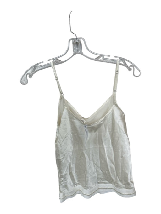 Shug! Size M Ivory Silk Spaghetti Strap Drawstring Waist Top Ivory / M