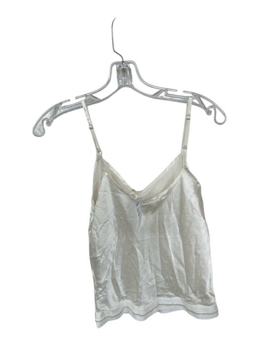 Shug! Size M Ivory Silk Spaghetti Strap Drawstring Waist Top Ivory / M