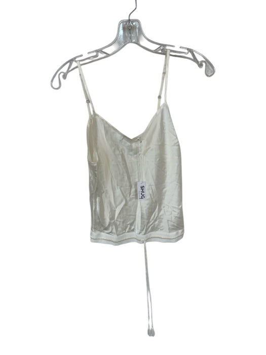 Shug! Size M Ivory Silk Spaghetti Strap Drawstring Waist Top Ivory / M
