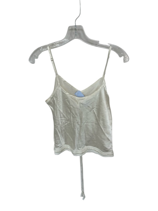Shug! Size M Ivory Silk Spaghetti Strap Drawstring Waist Top Ivory / M