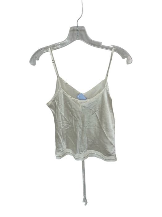 Shug! Size M Ivory Silk Spaghetti Strap Drawstring Waist Top Ivory / M