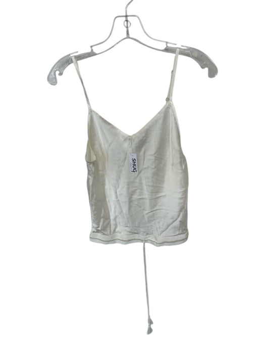 Shug! Size M Ivory Silk Spaghetti Strap Drawstring Waist Top Ivory / M