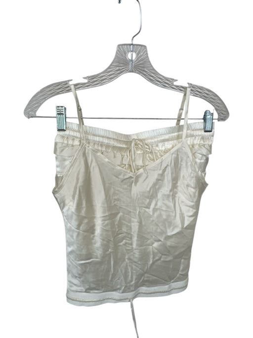Shug! Size S Ivory Silk Spaghetti Strap Drawstring Waist Top Ivory / S