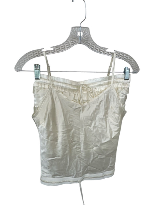 Shug! Size S Ivory Silk Spaghetti Strap Drawstring Waist Top Ivory / S