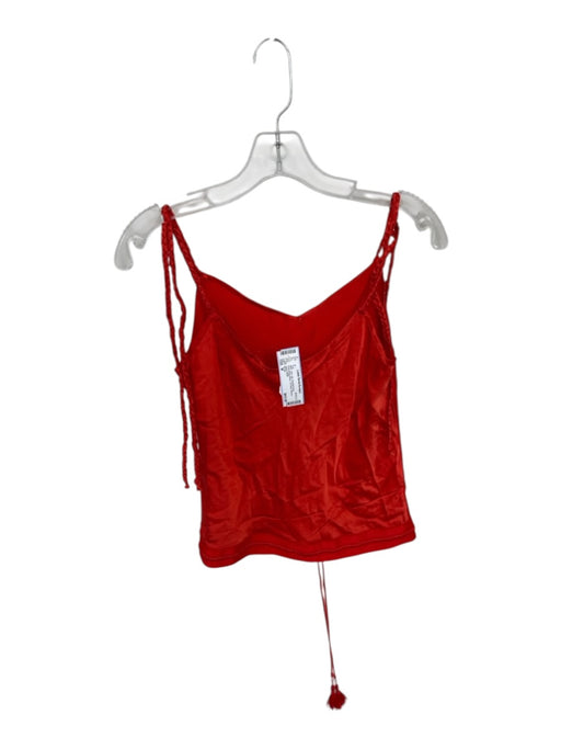 Shug! Size M Red Silk Braided Strap Drawstring Waist Tie Strap Top Red / M