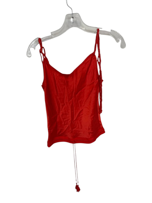 Shug! Size M Red Silk Braided Strap Drawstring Waist Tie Strap Top Red / M