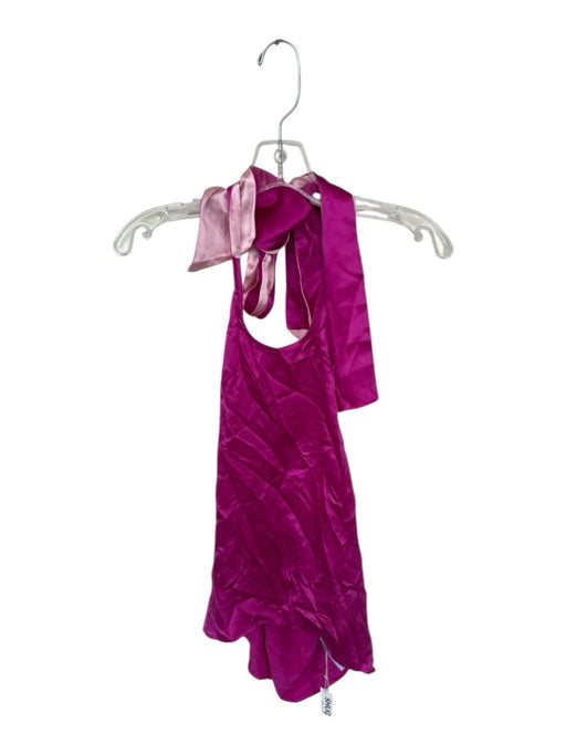 Shug! Size M Fuschia & Pink Silk Halter Neck Low Back Top Fuschia & Pink / M