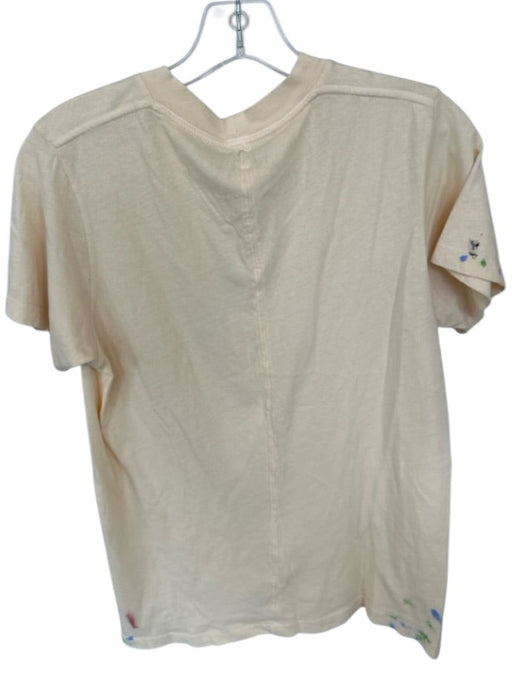 Raquel Allegra Size 0/XS Cream & Black Cotton Short Sleeve Paint Splatter Top Cream & Black / 0/XS