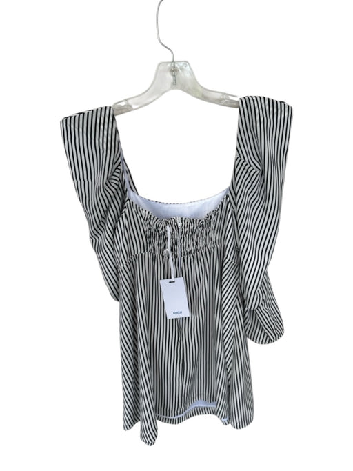 Koch Size XS White & Black Polyester Long Sleeve Striped Square Neck Dress White & Black / XS