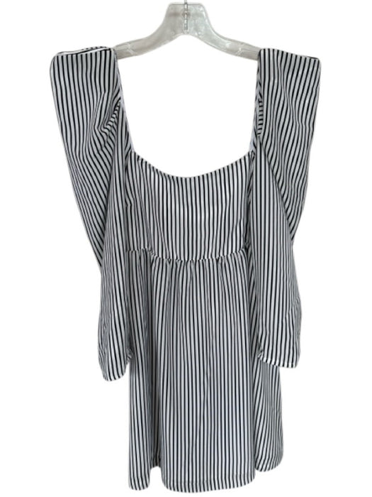 Koch Size XS White & Black Polyester Long Sleeve Striped Square Neck Dress White & Black / XS