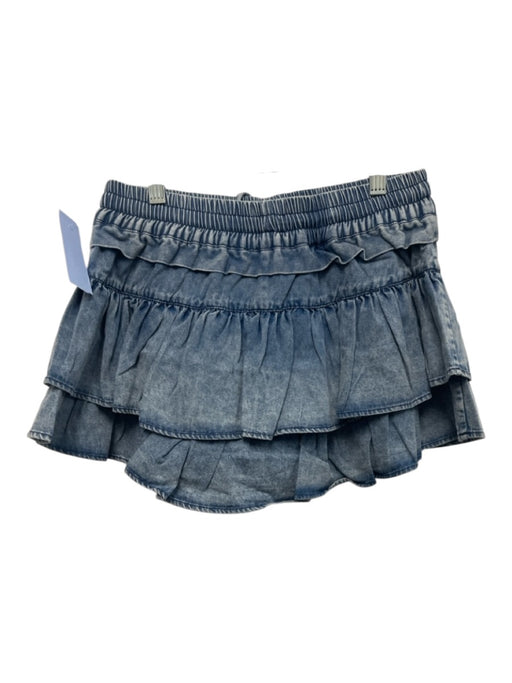 Shug! Size Small Blue Cotton Blend Denim Ruffles Mini Drawstring Skirt Blue / Small