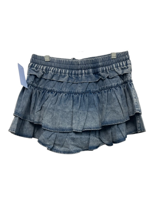 Shug! Size Small Blue Cotton Blend Denim Ruffles Mini Drawstring Skirt Blue / Small