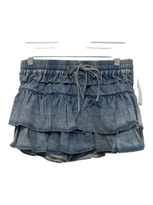 Shug! Size Small Blue Cotton Blend Denim Ruffles Mini Drawstring Skirt Blue / Small