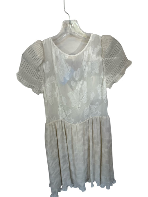 Loveshackfancy Size 4 Antique White Silk Short Balloon Sleeve Flowers Dress Antique White / 4