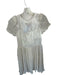 Loveshackfancy Size 4 Antique White Silk Short Balloon Sleeve Flowers Dress Antique White / 4
