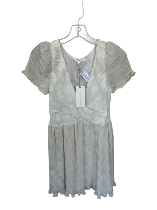 Loveshackfancy Size 4 Antique White Silk Short Balloon Sleeve Flowers Dress Antique White / 4