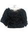 Shug! Size Medium Black Polyester Fuzzy Short Sleeve Feather Top Black / Medium