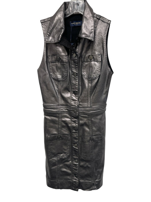 Ramy Brook Size XS/25 Pewter Cotton Blend Metallic Sleeveless Denim Dress Pewter / XS/25