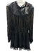 Loveshackfancy Size XS Black Viscose Blend Gold Thread Long Sleeve Dress Black / XS