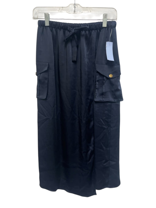 Ramy Brook Size XS Navy Polyester Drawstring Cargo Pockets Below the Knee Skirt Navy / XS