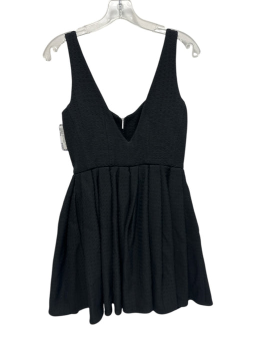 Alexis Size Small Black Cotton Blend Sleeveless Pleated Mini Pockets Dress Black / Small