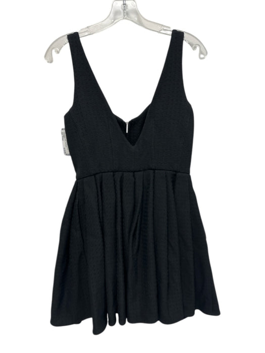 Alexis Size Small Black Cotton Blend Sleeveless Pleated Mini Pockets Dress Black / Small