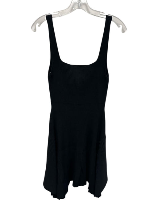 A.L.C. Size Medium Black Viscose Blend Sleeveless Ribbed A Line Mini Dress Black / Medium
