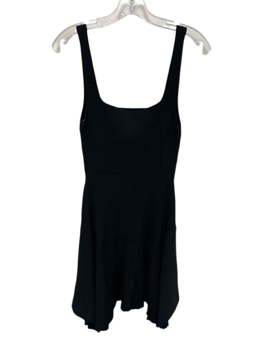 A.L.C. Size Medium Black Viscose Blend Sleeveless Ribbed A Line Mini Dress Black / Medium
