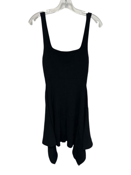 A.L.C. Size Medium Black Viscose Blend Sleeveless Ribbed A Line Mini Dress Black / Medium