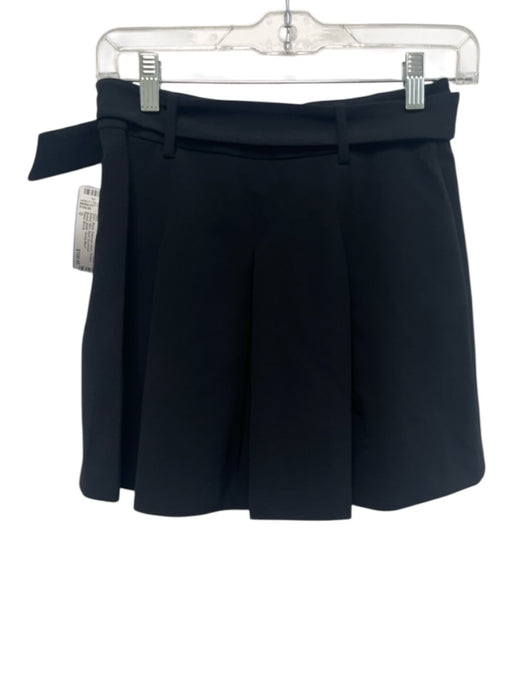 Ramy Brook Size 0 Black Polyester Blend Pleated Belted Mini Skort Skirt Black / 0
