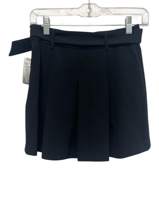 Ramy Brook Size 0 Black Polyester Blend Pleated Belted Mini Skort Skirt Black / 0