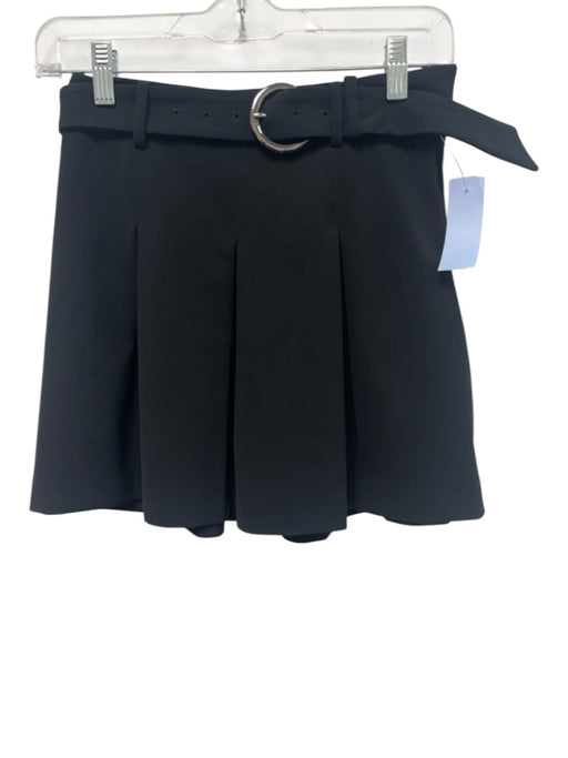 Ramy Brook Size 0 Black Polyester Blend Pleated Belted Mini Skort Skirt Black / 0