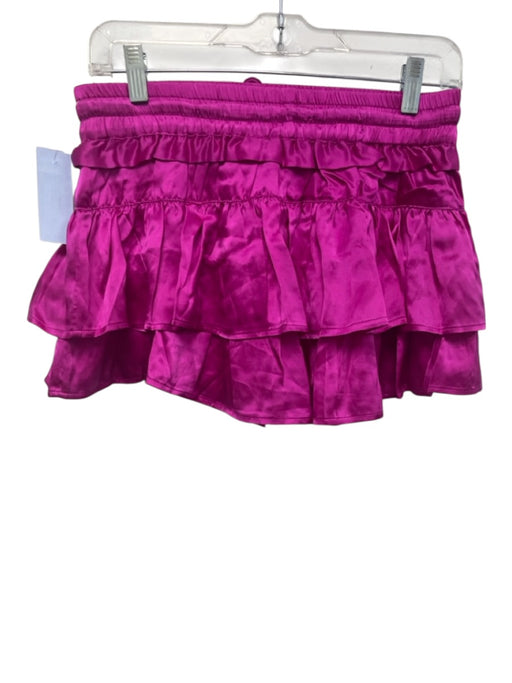 Shug! Size Small Fushcia Silk Ruffle Drawstring Mini Skirt Fushcia / Small