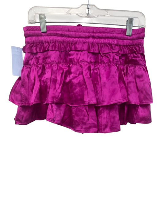Shug! Size Small Fushcia Silk Ruffle Drawstring Mini Skirt Fushcia / Small