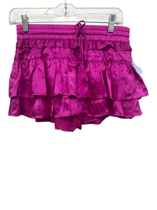 Shug! Size Small Fushcia Silk Ruffle Drawstring Mini Skirt Fushcia / Small