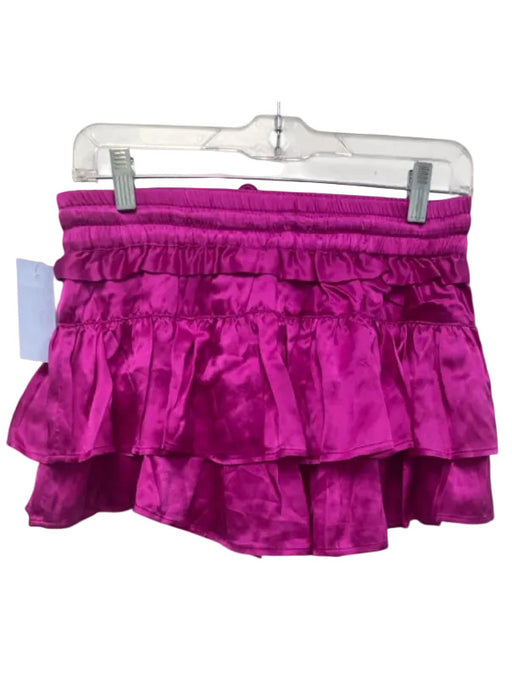 Shug! Size Small Fushcia Silk Ruffle Drawstring Mini Skirt Fushcia / Small