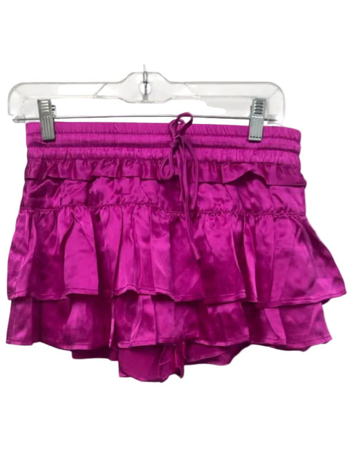 Shug! Size Small Fushcia Silk Ruffle Drawstring Mini Skirt Fushcia / Small
