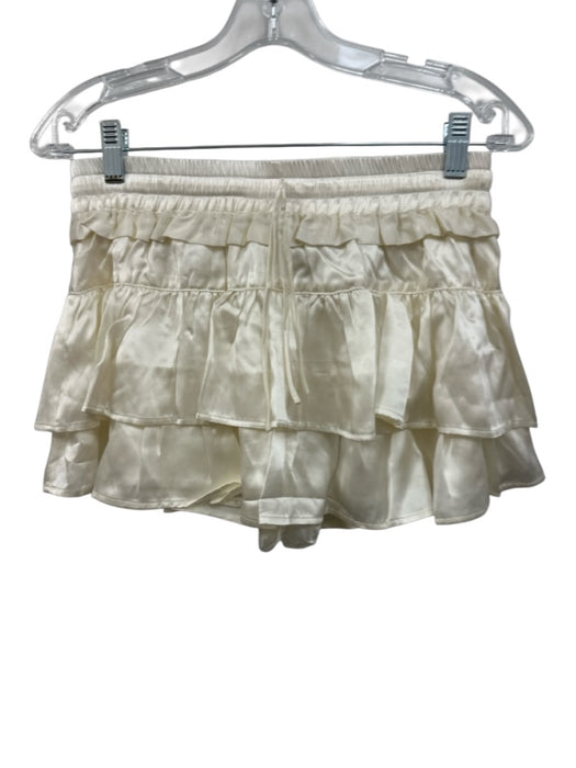 Shug! Size Small Ivory Silk Spaghetti Strap Mini Ruffles Drawstring Skirt Set Ivory / Small