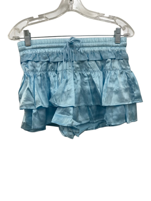 Shug! Size Small Sky Blue Silk Spaghetti Strap Mini Ruffles Drawstring Skirt Set Sky Blue / Small