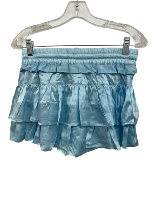 Shug! Size Small Sky Blue Silk Spaghetti Strap Mini Ruffles Drawstring Skirt Set Sky Blue / Small