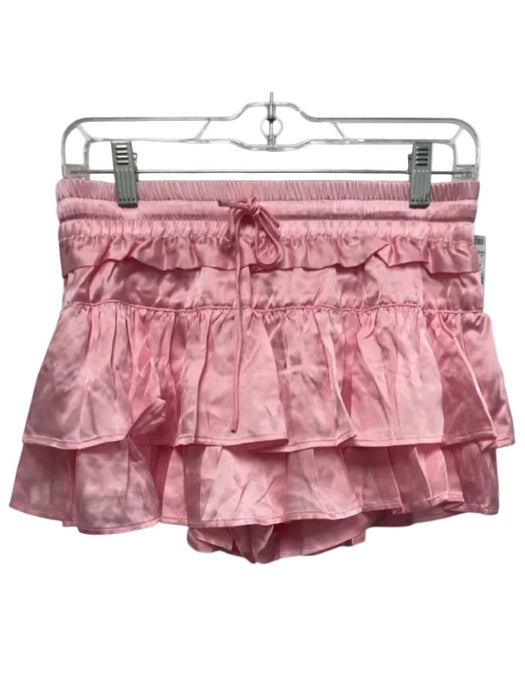 Shug! Size Small Light Pink Silk Ruffle Drawstring Mini Skirt Light Pink / Small