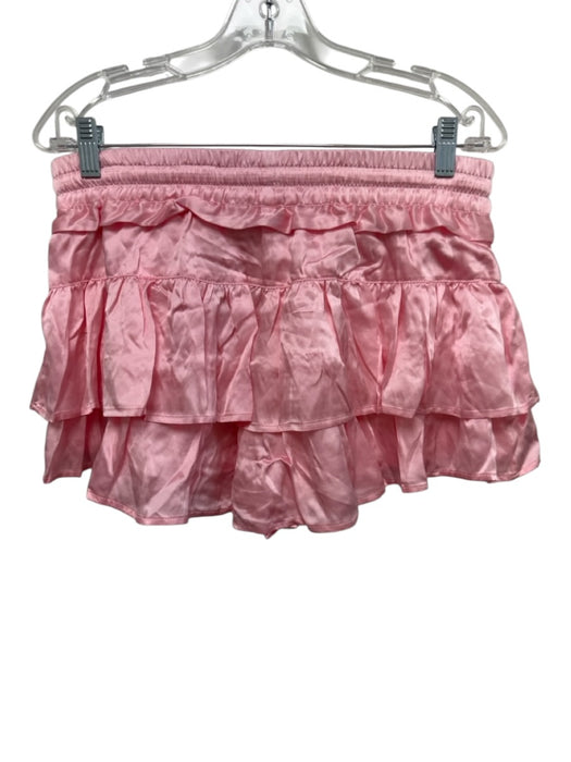 Shug! Size Medium Light Pink Silk Spaghetti Strap Mini Ruffles Skirt Set Light Pink / Medium