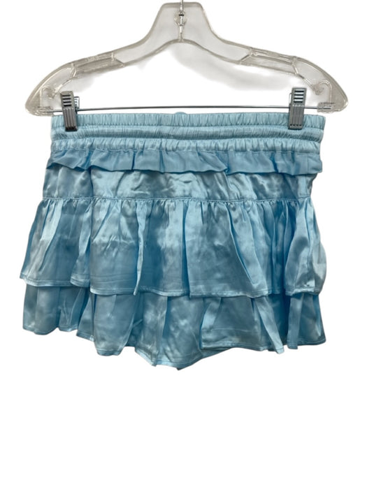 Shug! Size Small Sky Blue Silk Spaghetti Strap Mini Ruffles Drawstring Skirt Set Sky Blue / Small