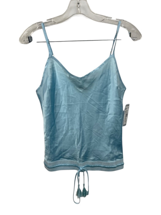 Shug! Size Small Sky Blue Silk Spaghetti Strap Mini Ruffles Drawstring Skirt Set Sky Blue / Small