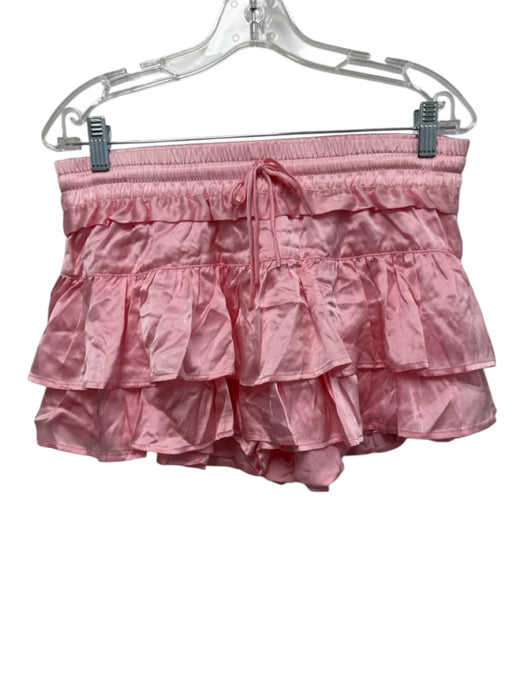 Shug! Size Medium Light Pink Silk Spaghetti Strap Mini Ruffles Skirt Set Light Pink / Medium